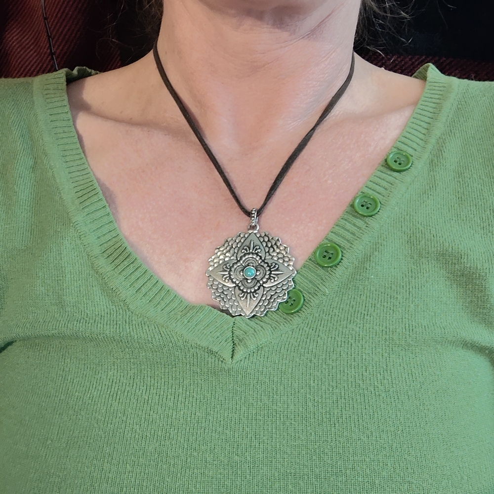 Silver and Turquoise Pendant Necklace